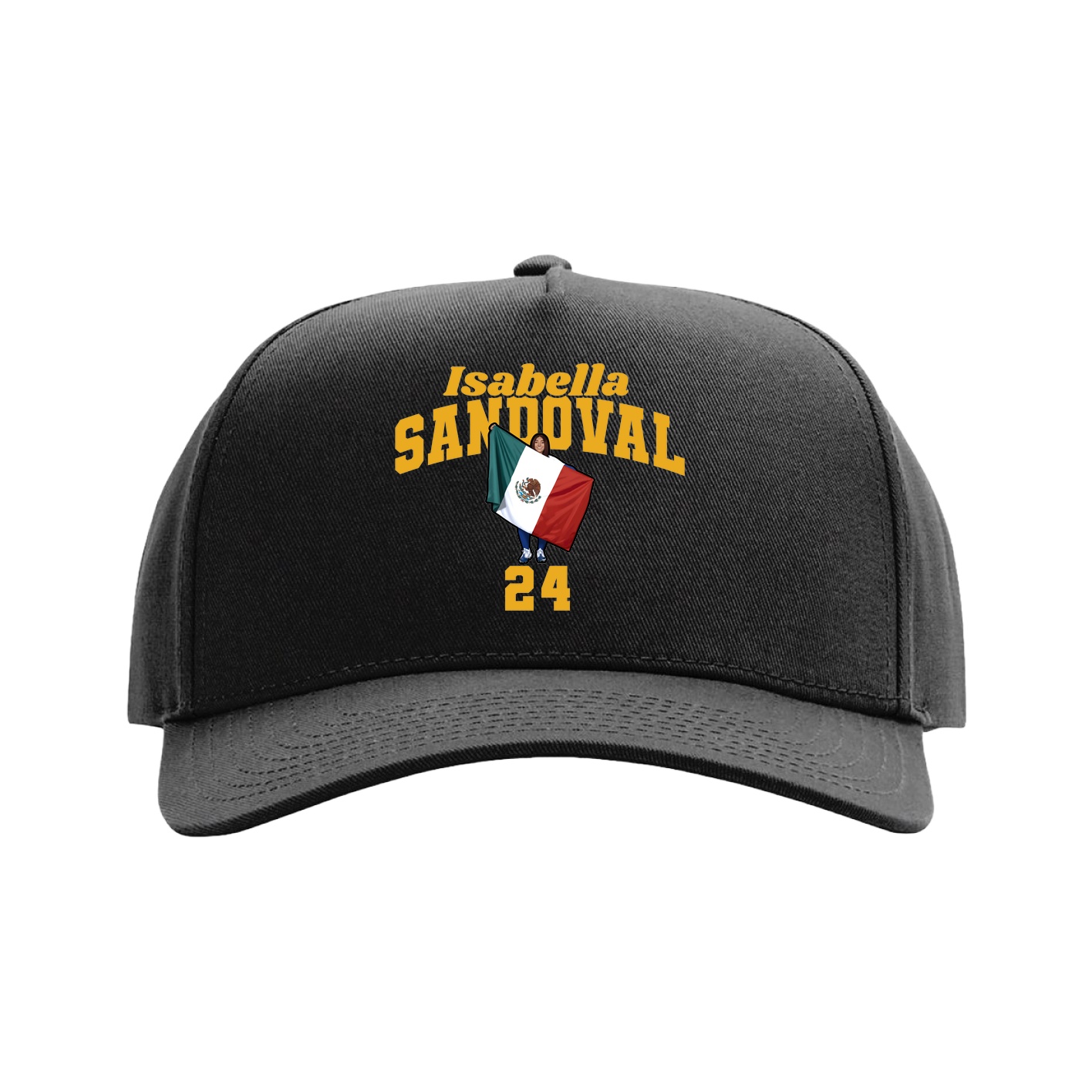 Full Fabric Five-Panel Champ Cap — Signature Arch in Black