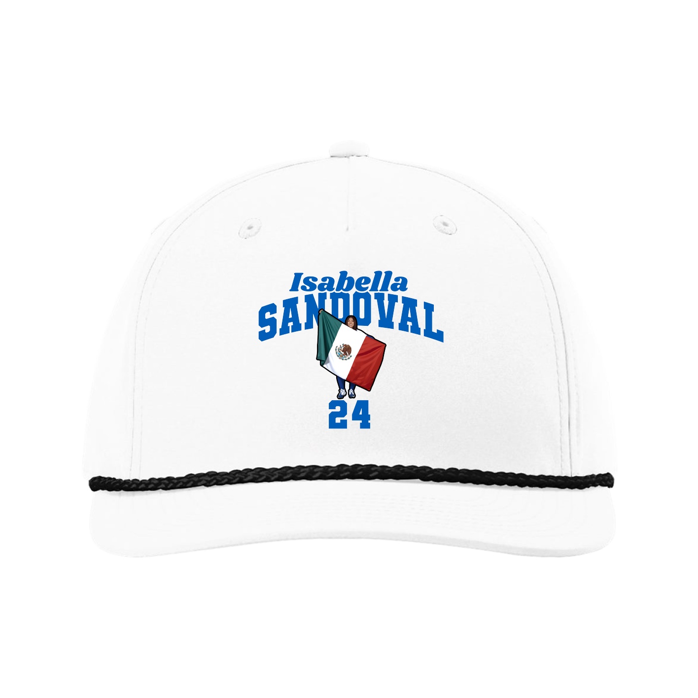 Five-Panel Classic Rope Cap — Signature Arch in White