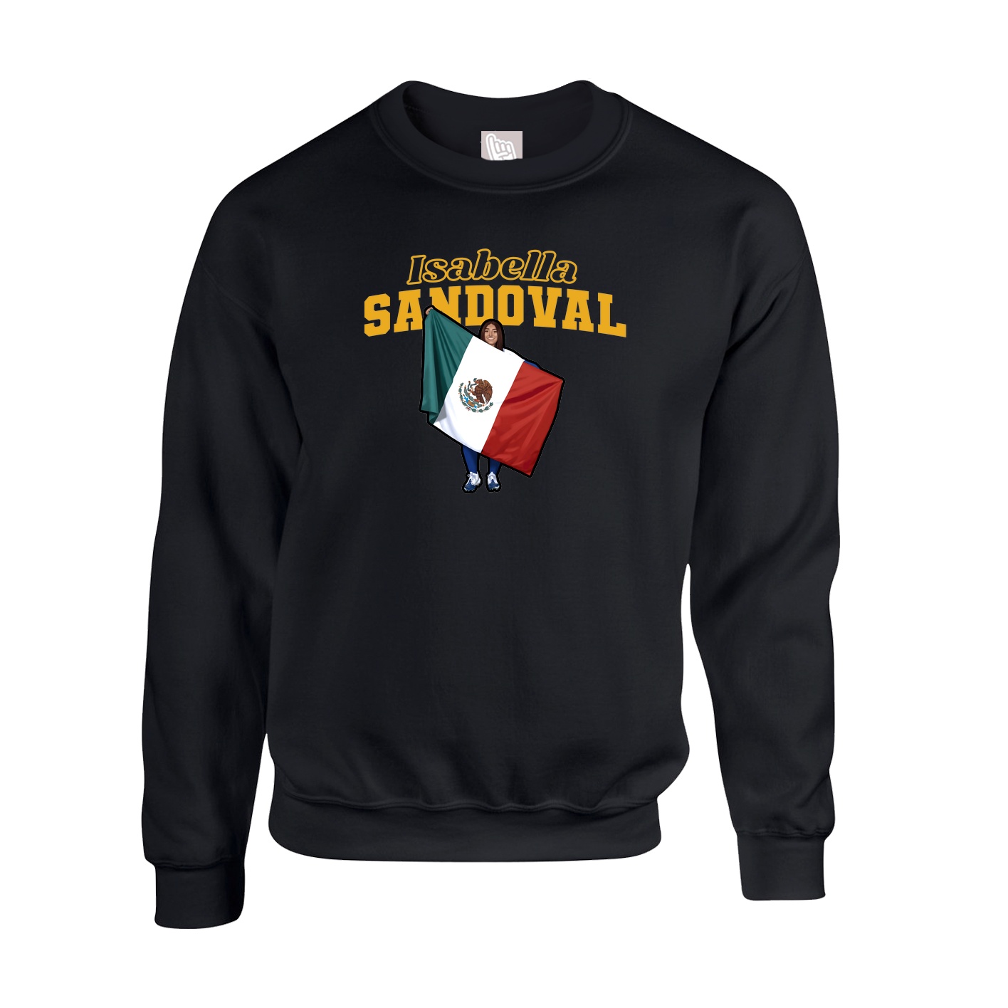 Fleece Crew — Name Arch in Black
