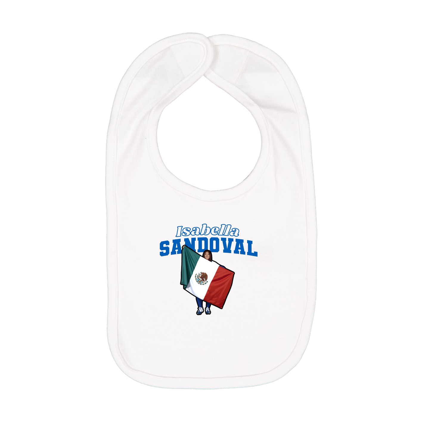 Infant Bib — Name Arch in White