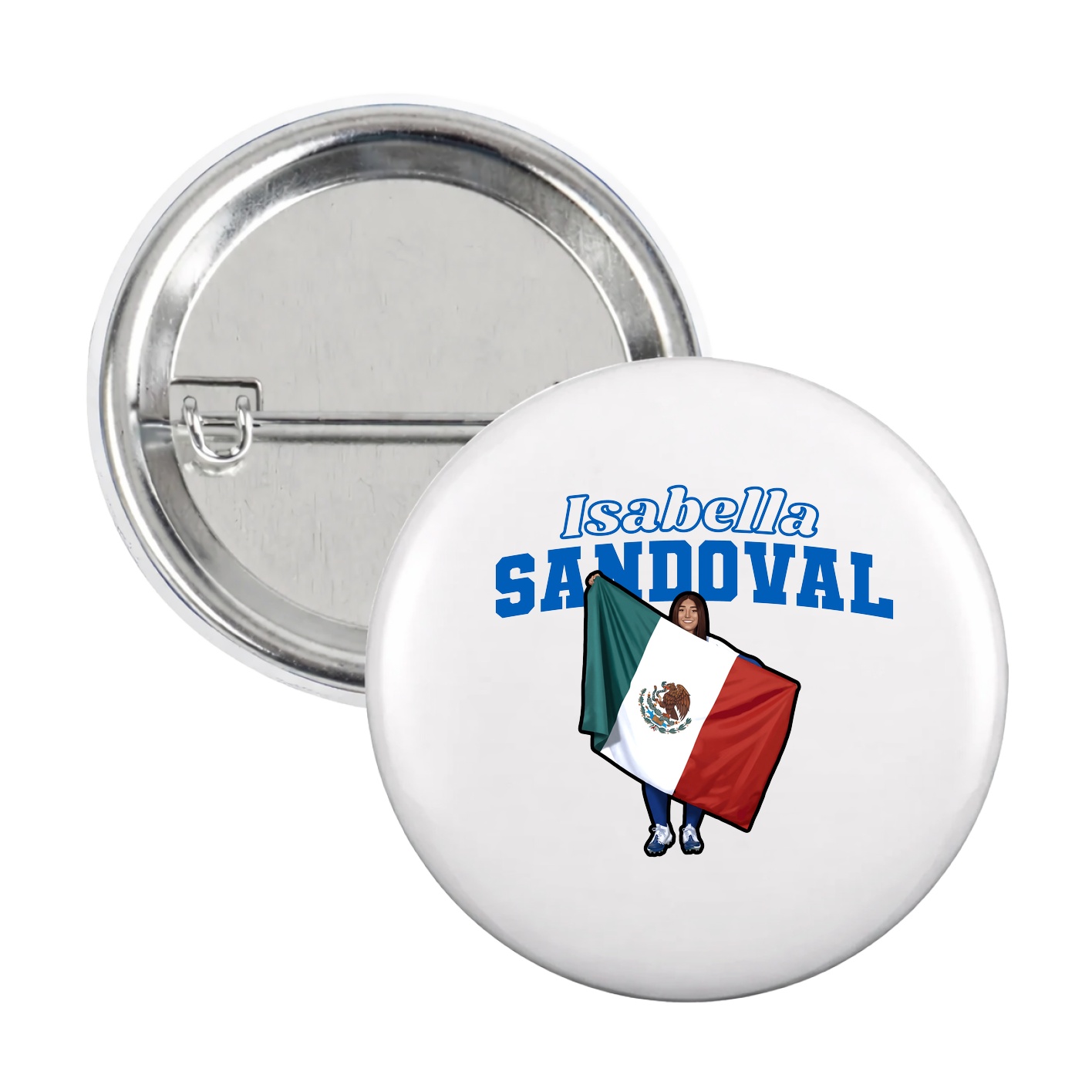 Game Day Button — Name Arch in White