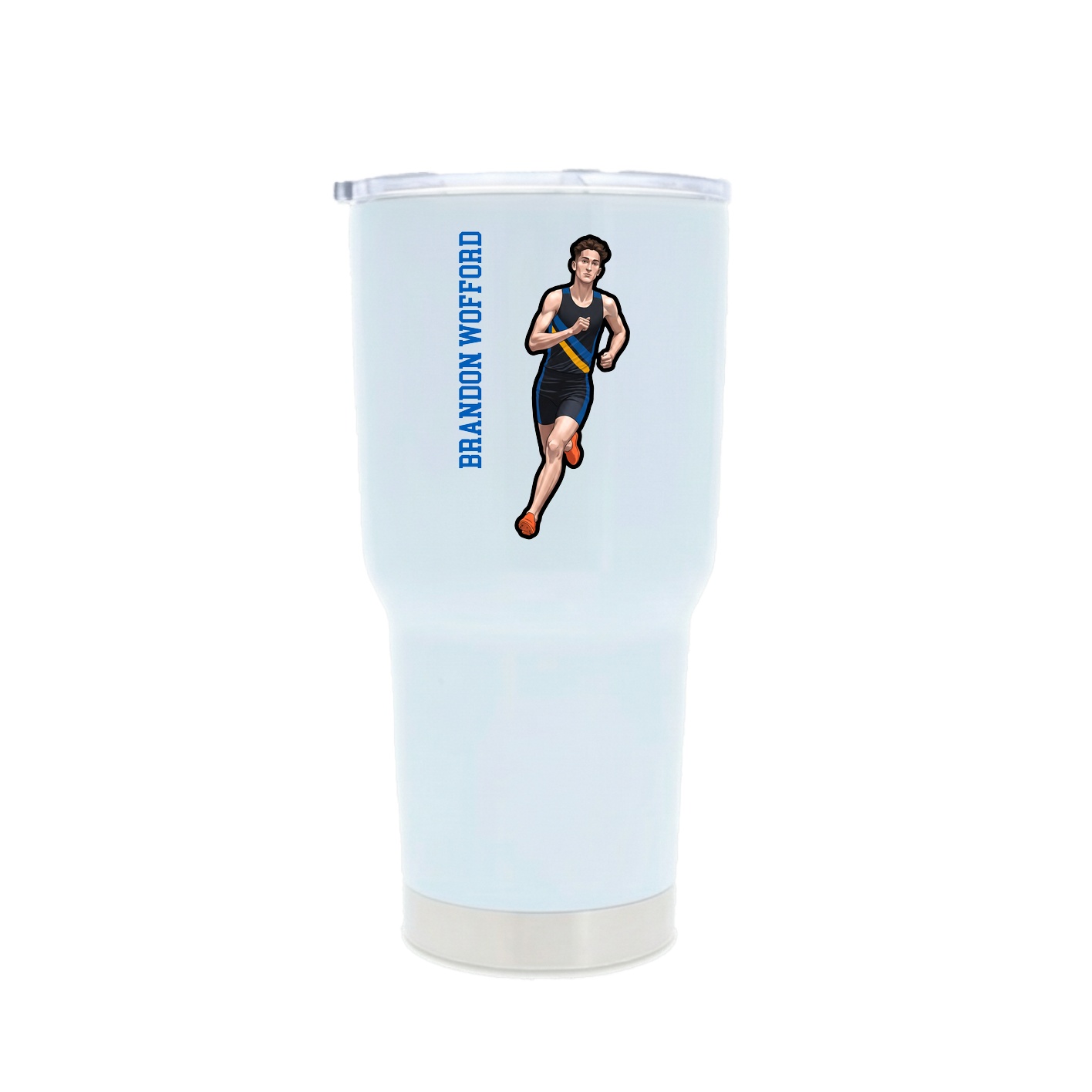 30oz Stainless Steel Tumbler — Name Vertical in White