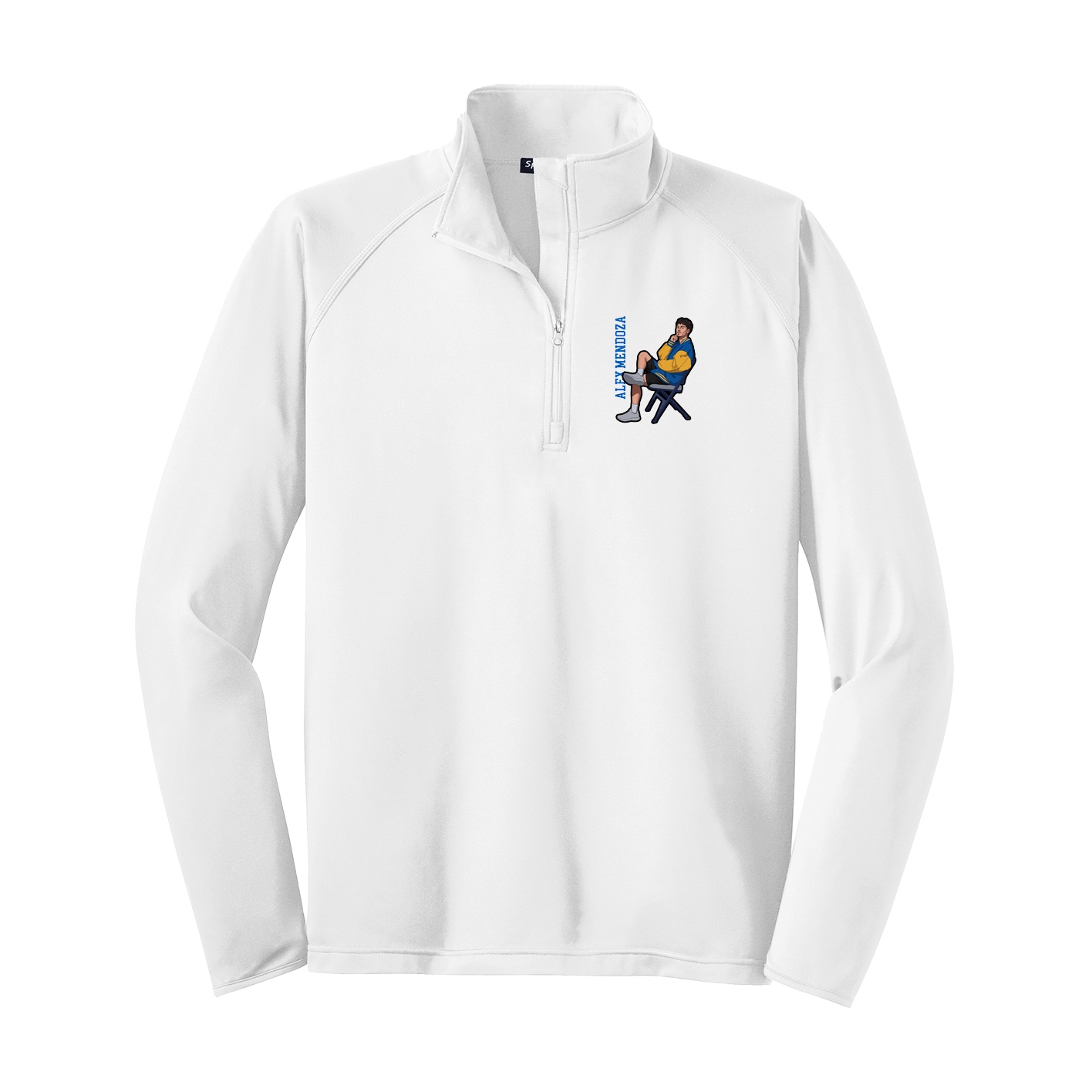 Q-Zip Pullover — Name Vertical in White