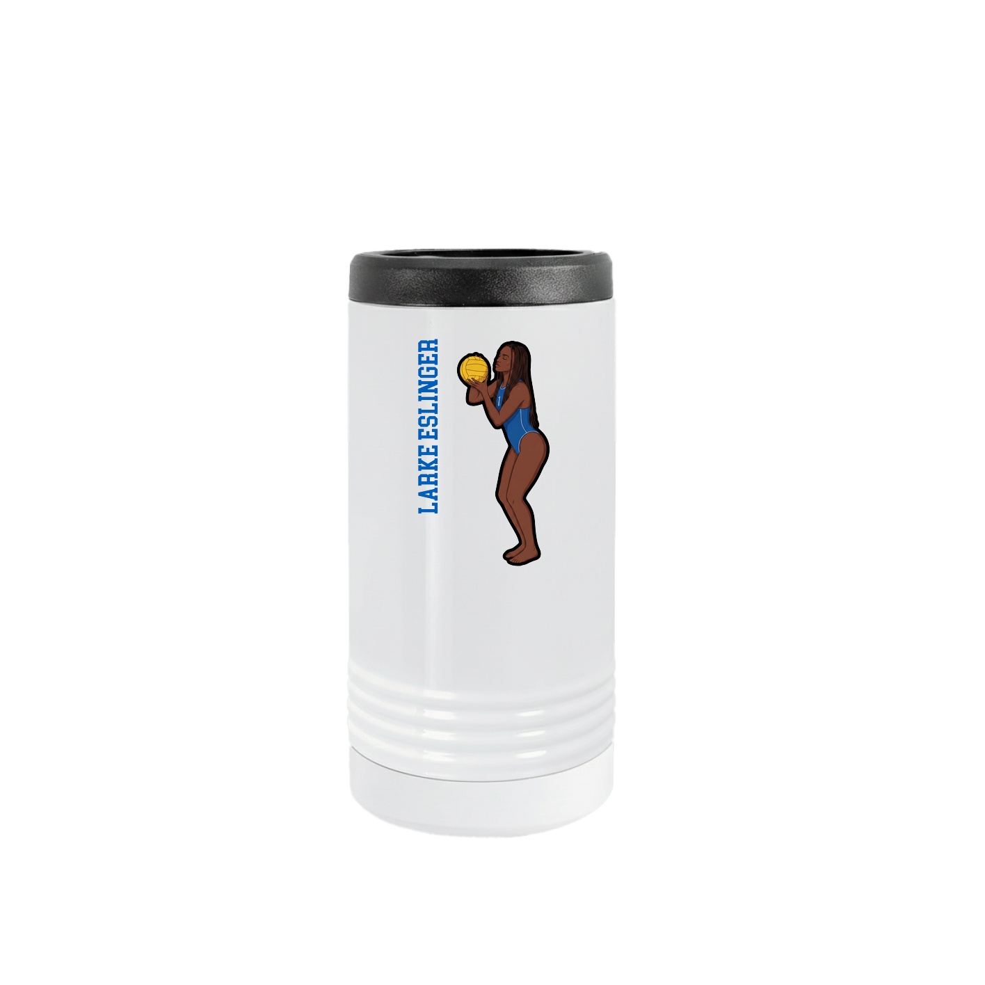 Slim Beverage Holder — Name Vertical in White