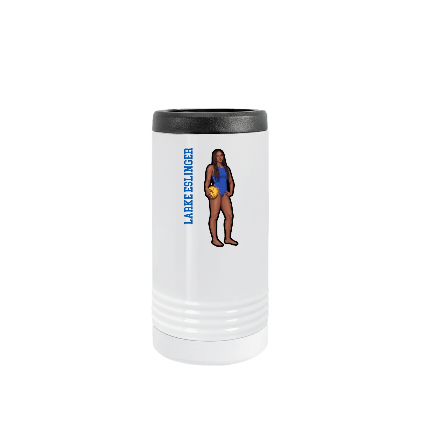 Slim Beverage Holder — Name Vertical in White