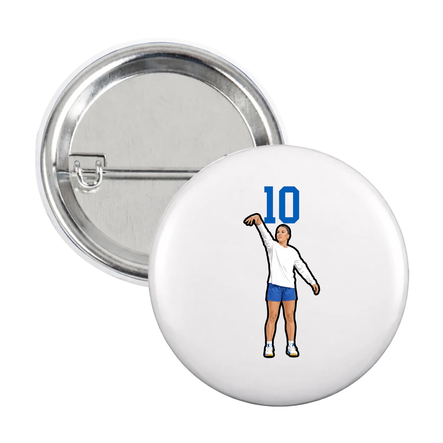 Game Day Button — Number Top in White