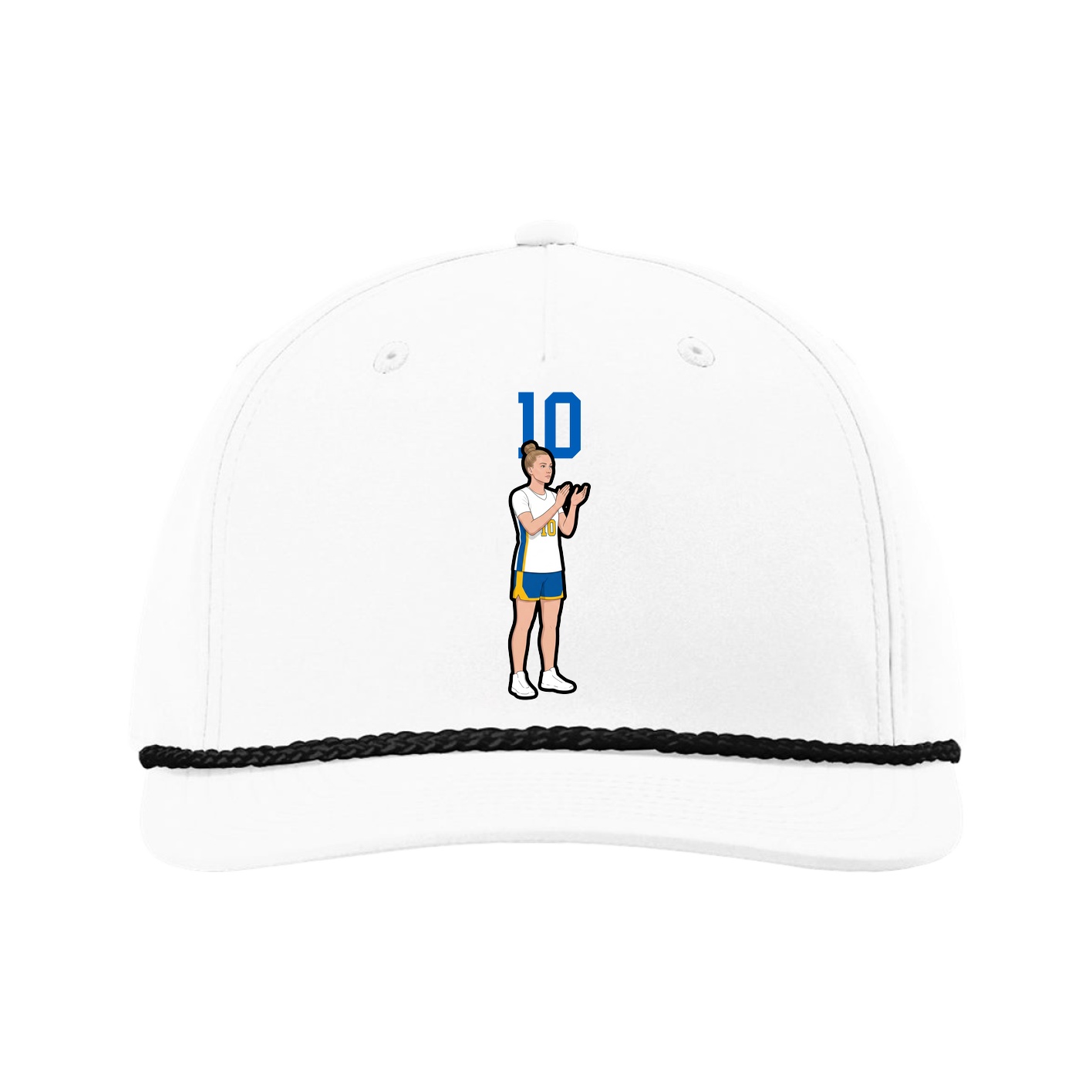 Five-Panel Classic Rope Cap — Number Top in White