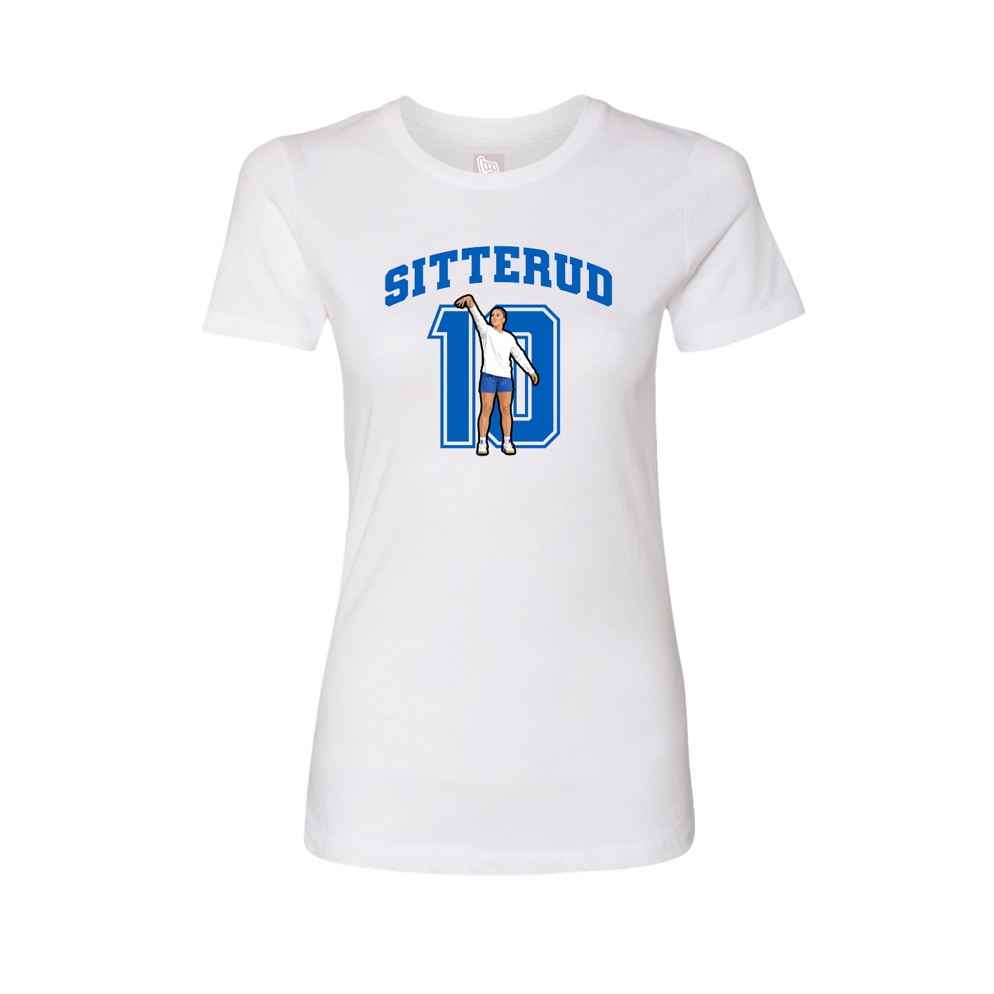 Fitted Women's Tee — Number in White