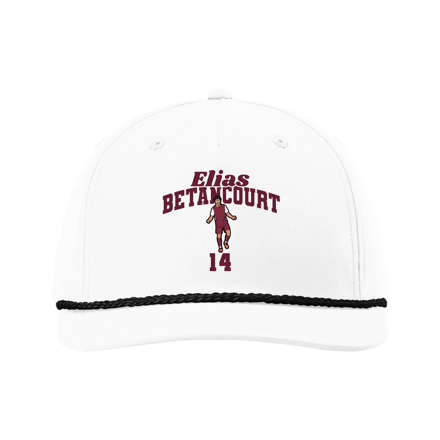 Five-Panel Classic Rope Cap — Signature Arch in White