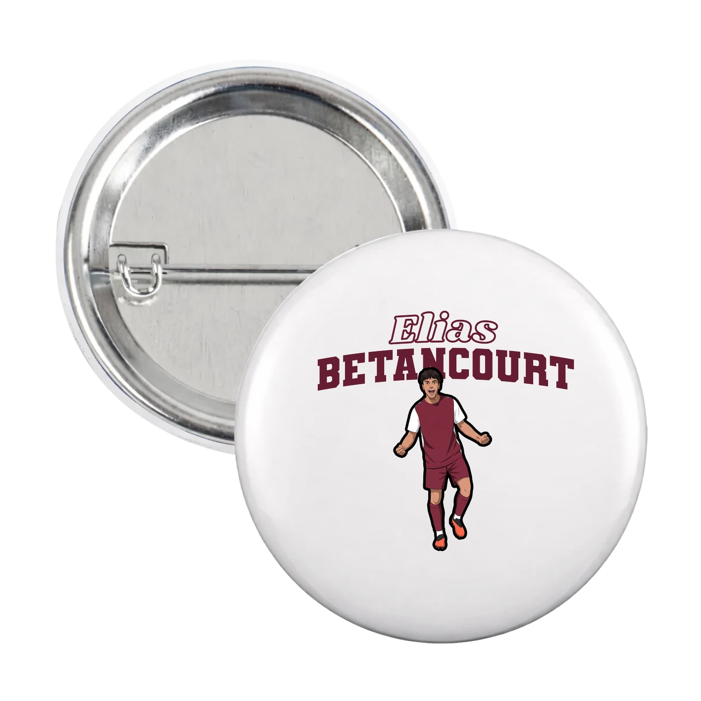 Game Day Button — Name Arch in White