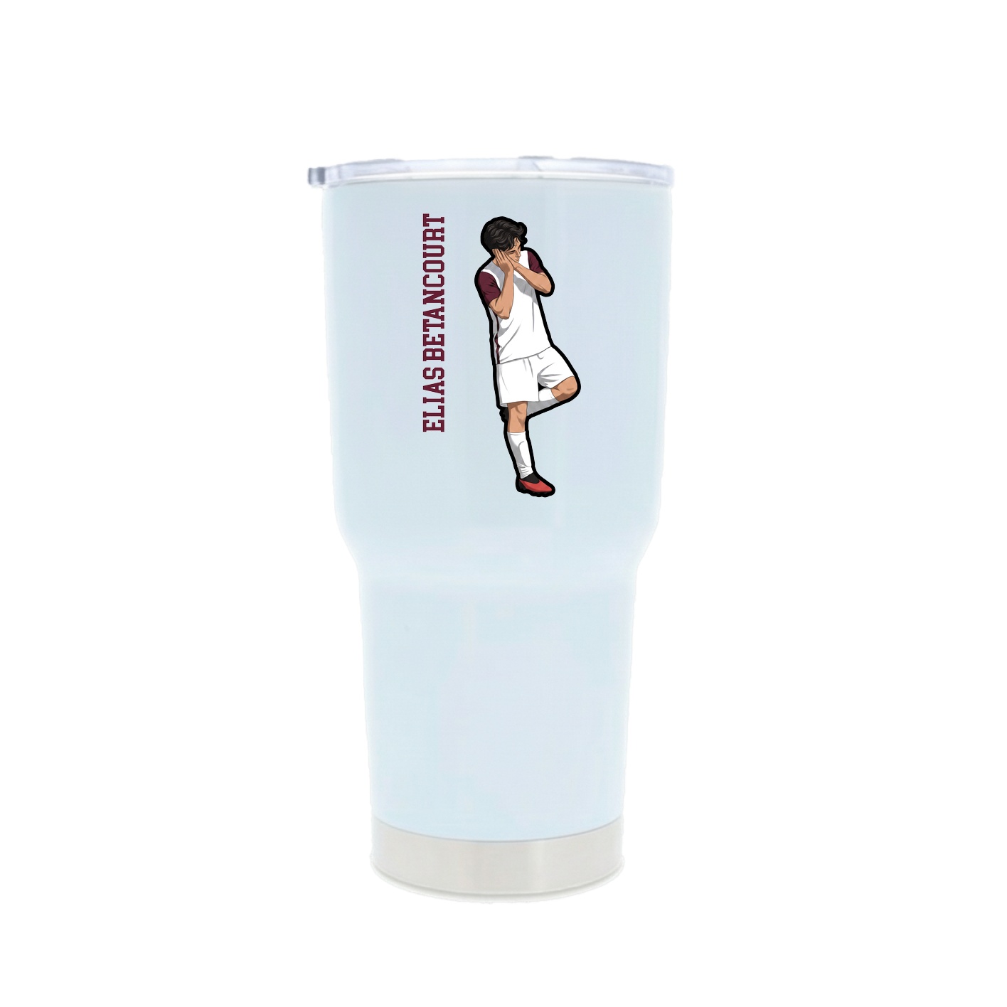 30oz Stainless Steel Tumbler — Name Vertical in White