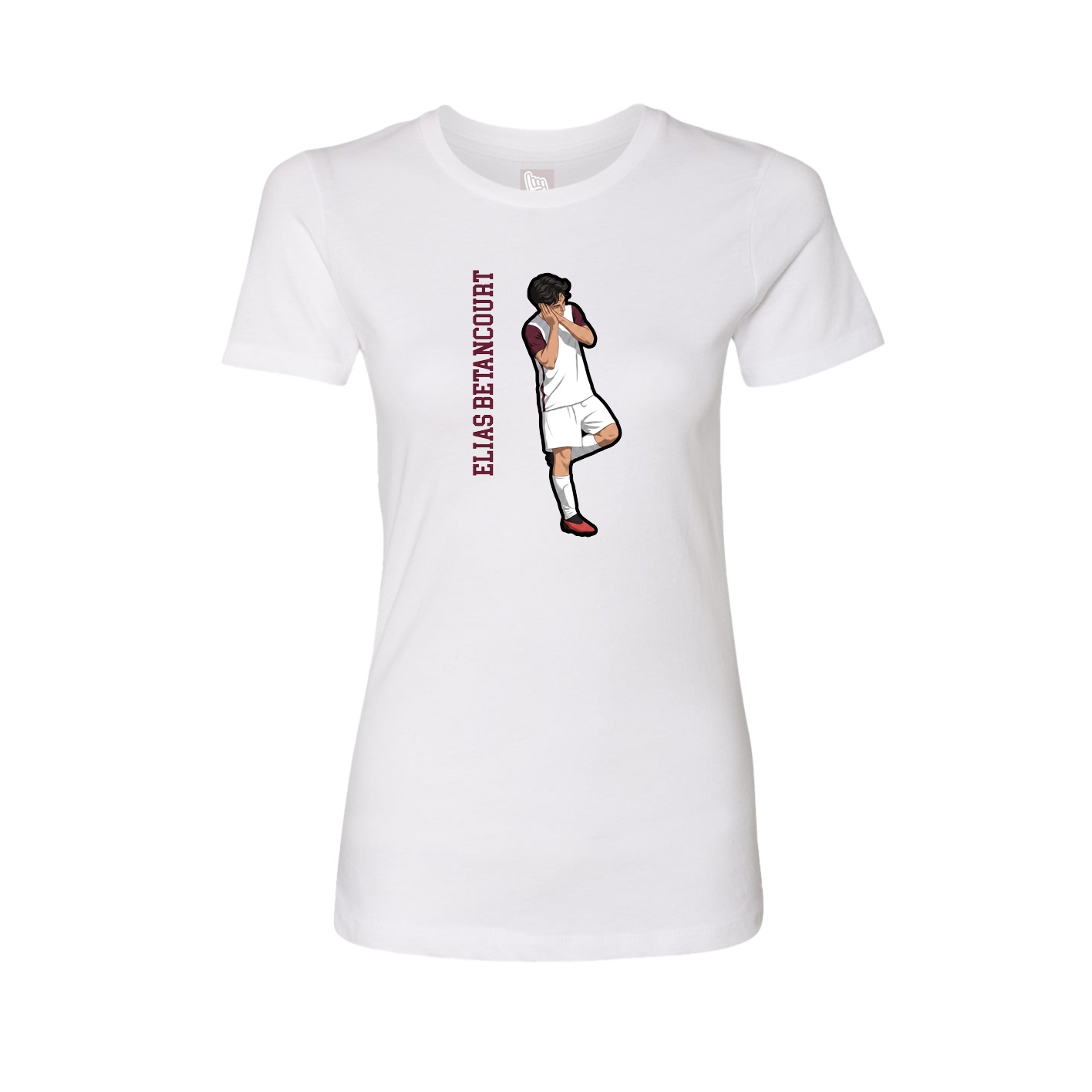 Fitted Women's Tee — Name Vertical in White