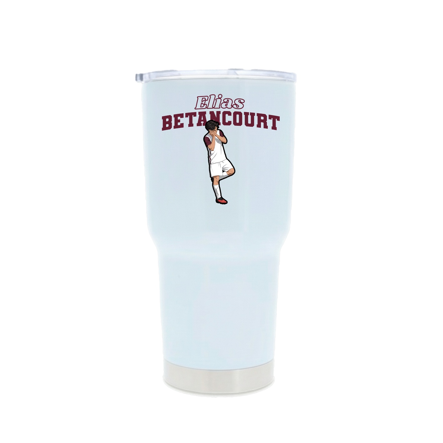30oz Stainless Steel Tumbler — Name Arch in White