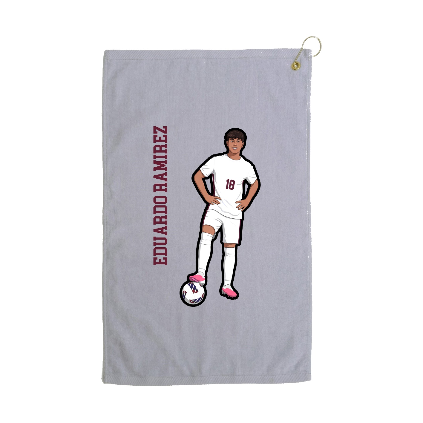 Golf Towel — Name Vertical in Grey