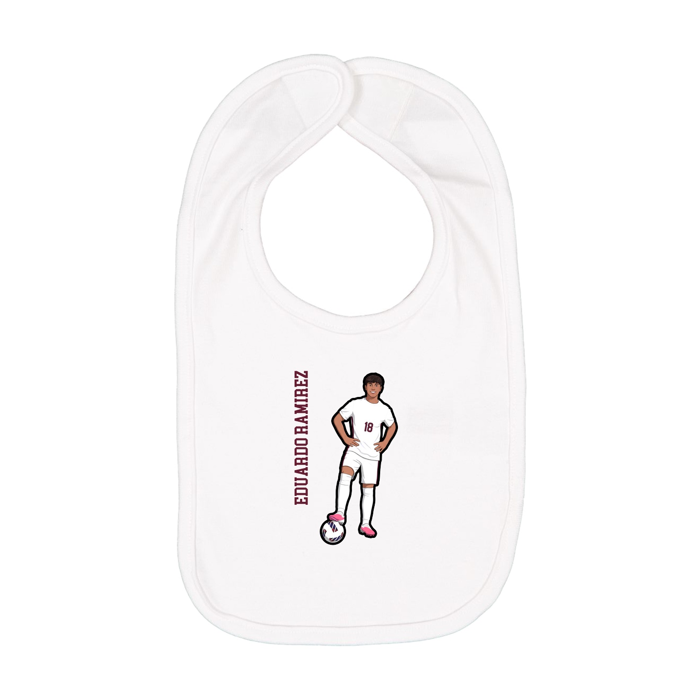 Infant Bib — Name Vertical in White