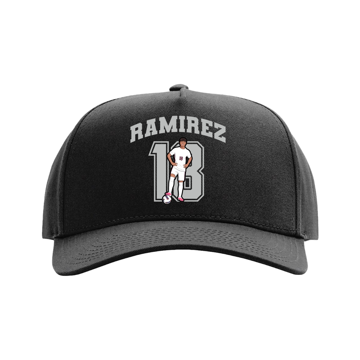 Full Fabric Five-Panel Champ Cap — Number in Black