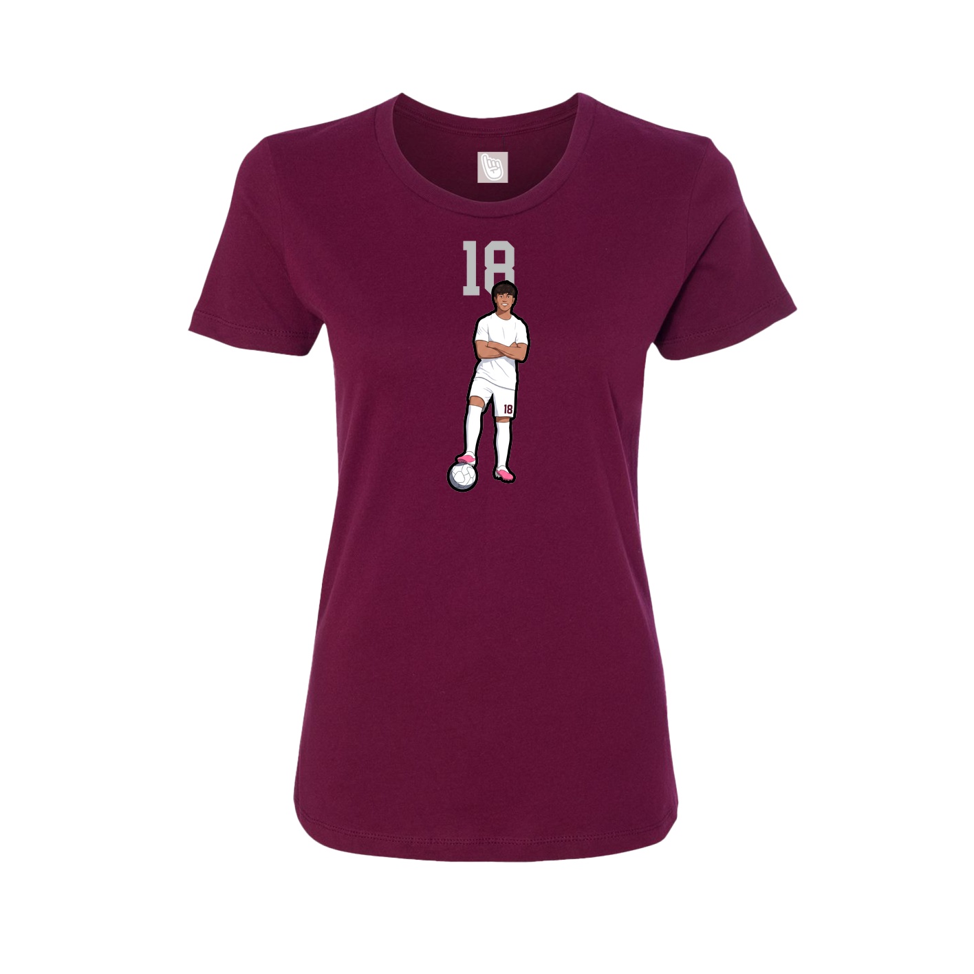 Fitted Women's Tee — Number Top in Maroon