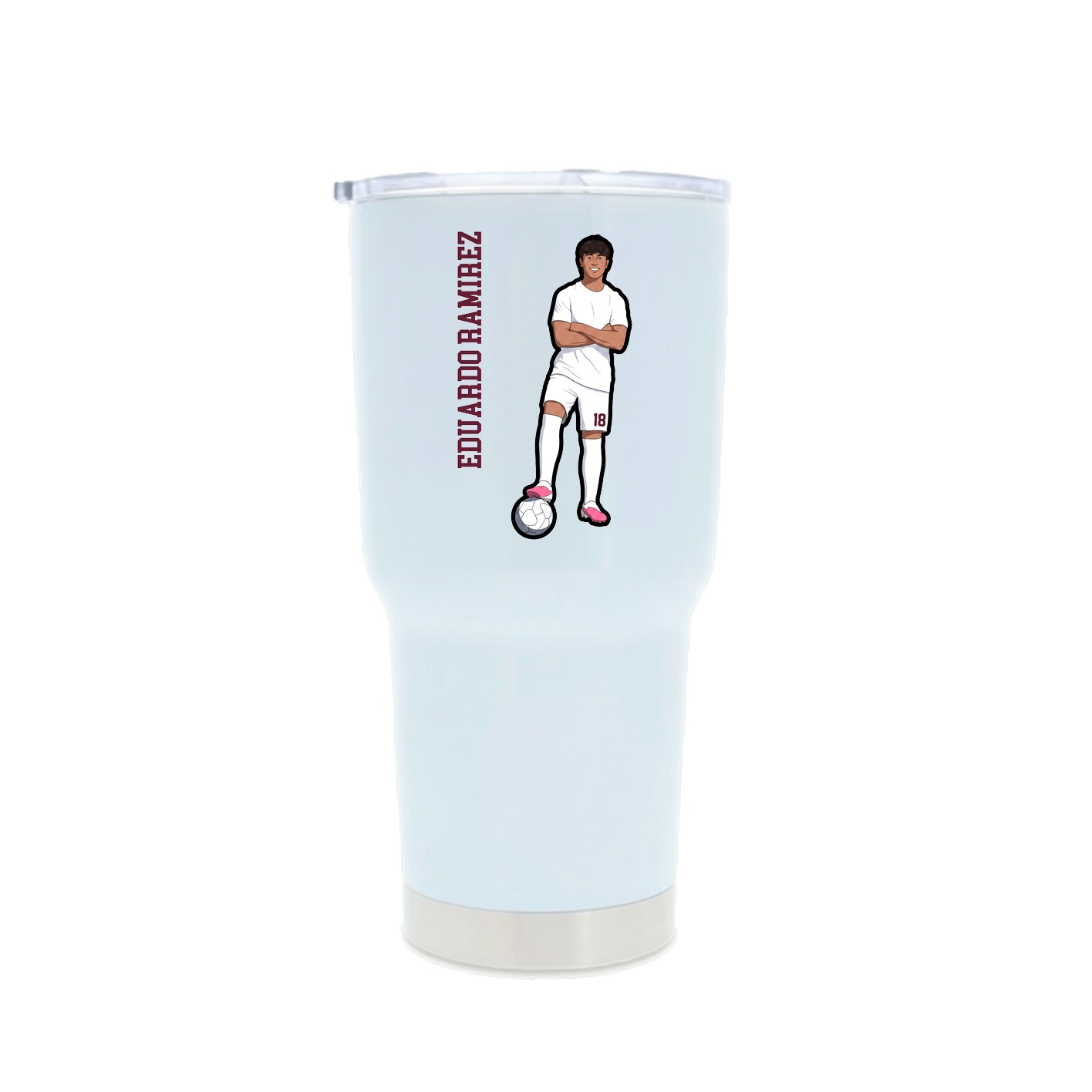 30oz Stainless Steel Tumbler — Name Vertical in White