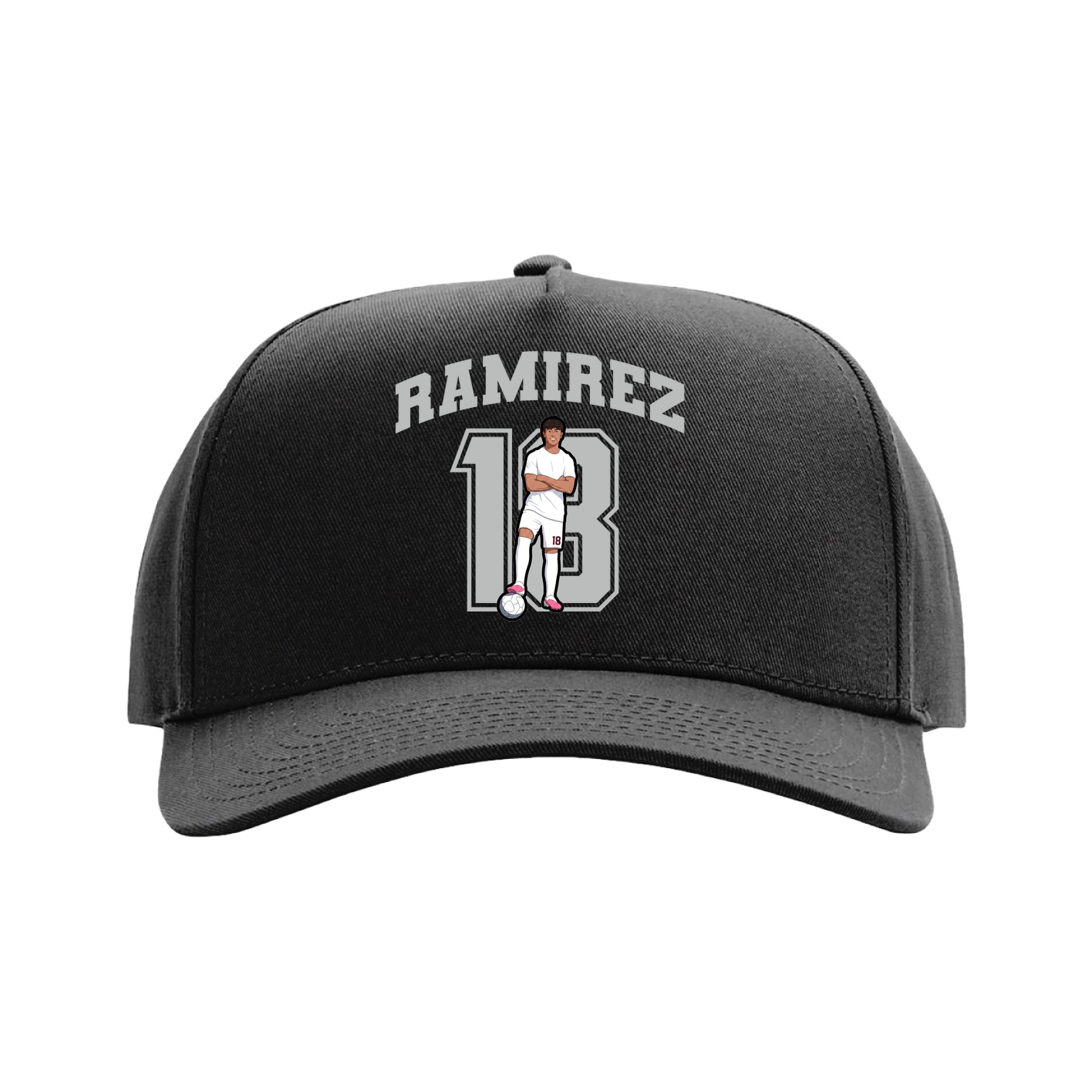 Full Fabric Five-Panel Champ Cap — Number in Black