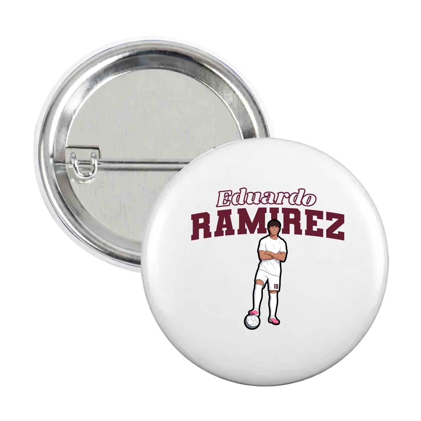 Game Day Button — Name Arch in White