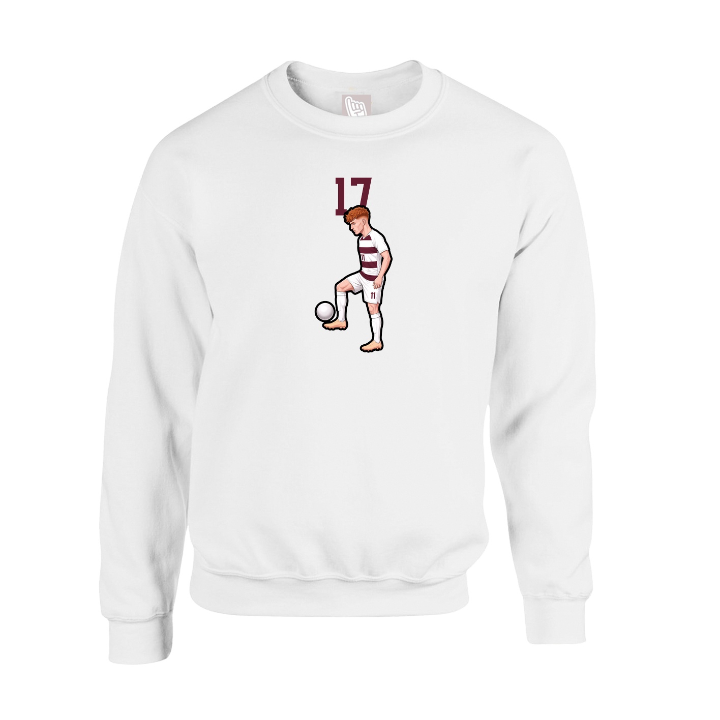 Fleece Crew — Number Top in White