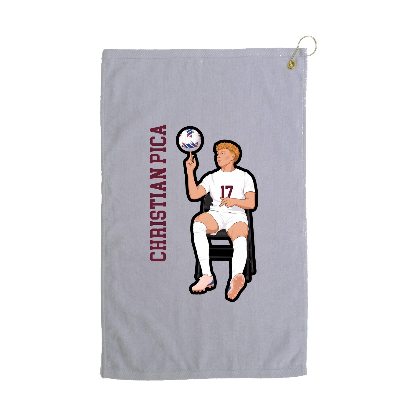 Golf Towel — Name Vertical in Grey