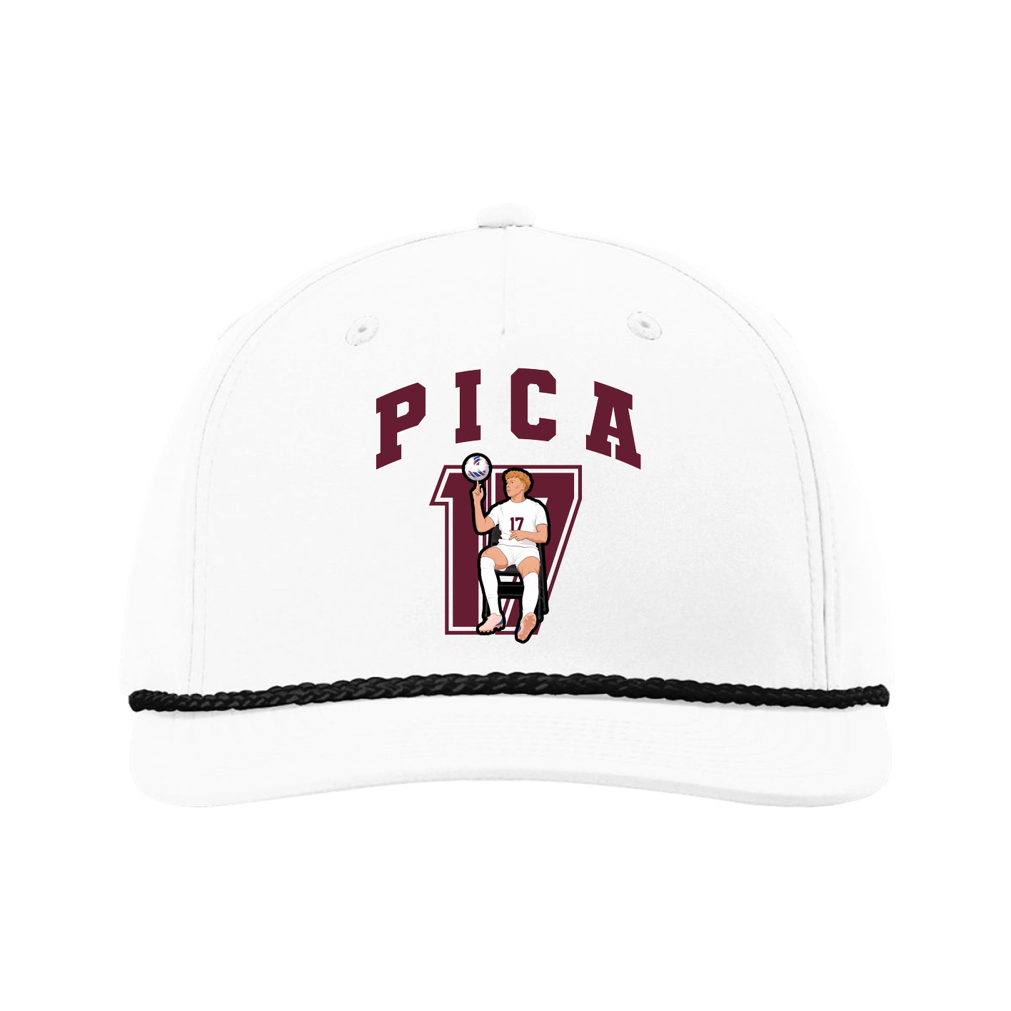 Five-Panel Classic Rope Cap — Number in White