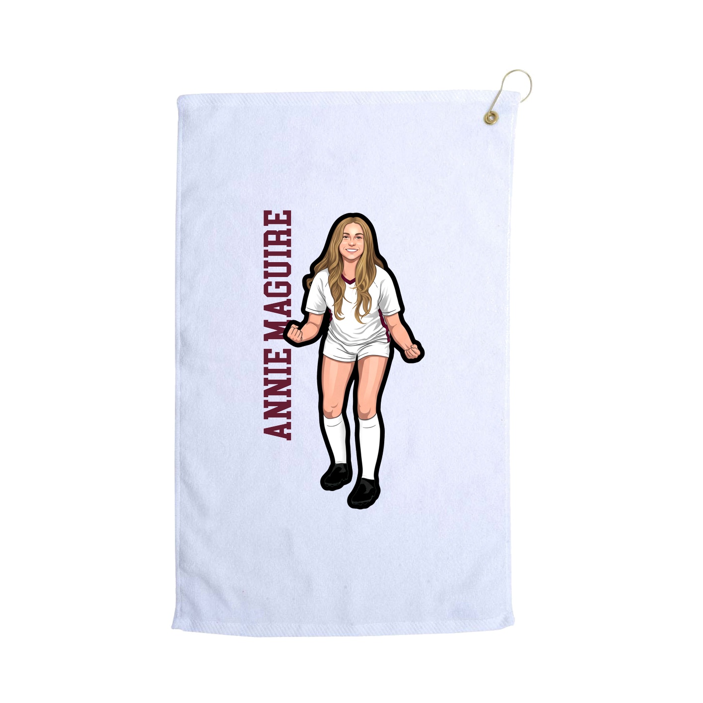 Golf Towel — Name Vertical in White
