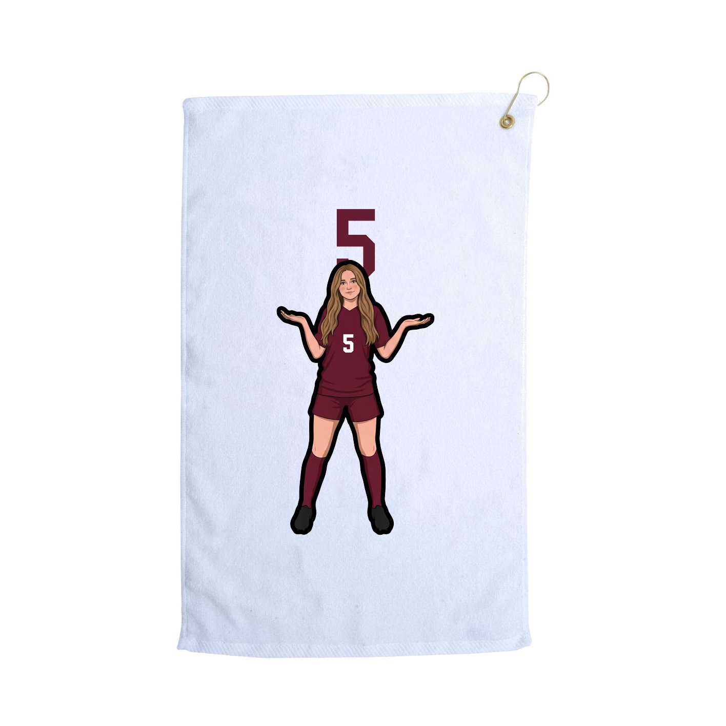 Golf Towel — Number Top in White
