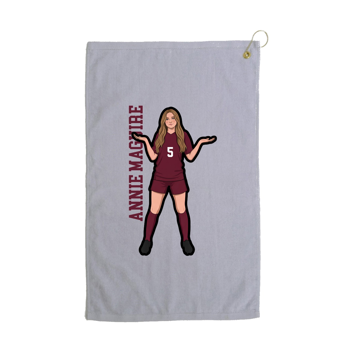 Golf Towel — Name Vertical in Grey