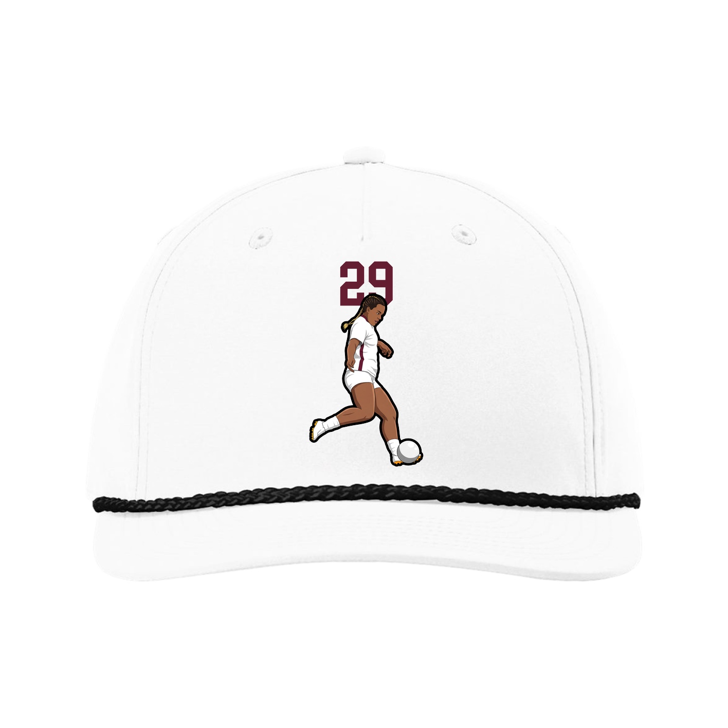 Five-Panel Classic Rope Cap — Number Top in White
