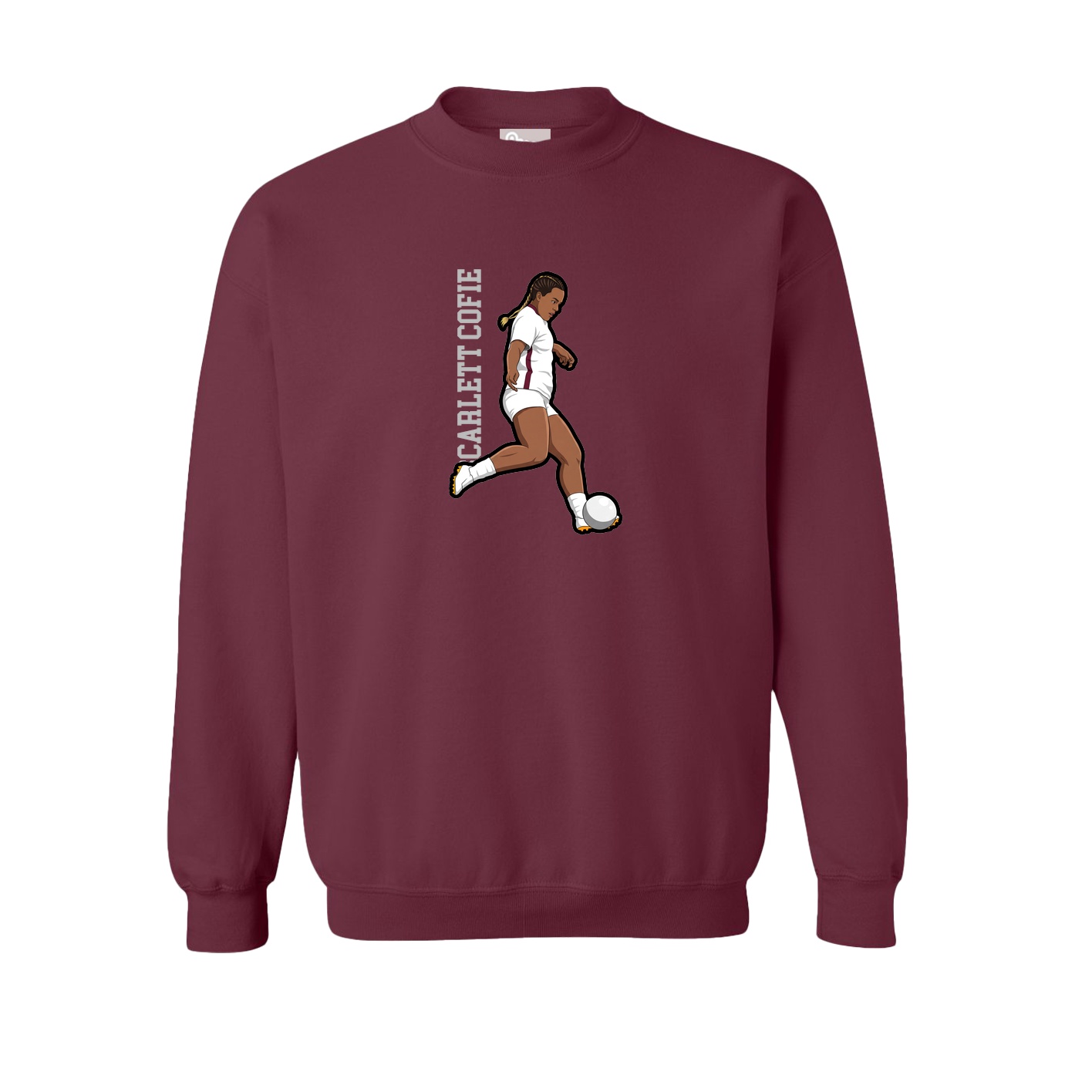 Fleece Crew — Name Vertical in Maroon