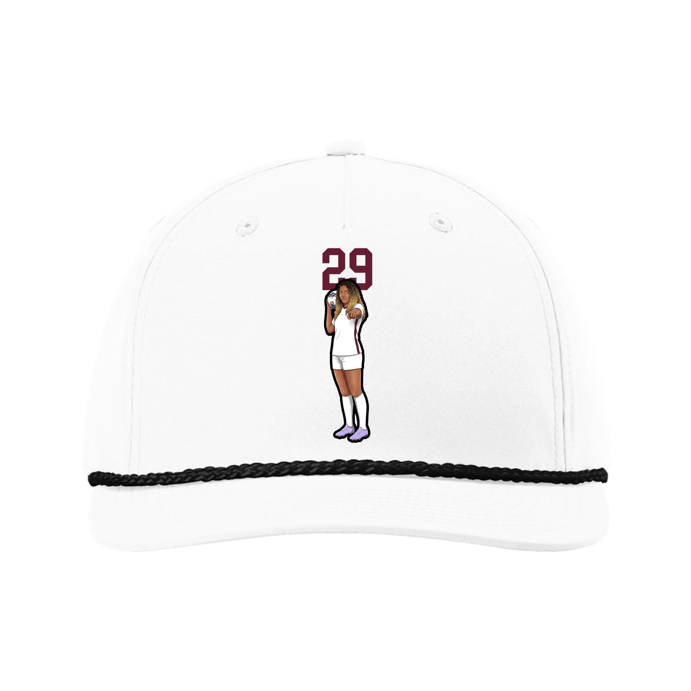 Five-Panel Classic Rope Cap — Number Top in White