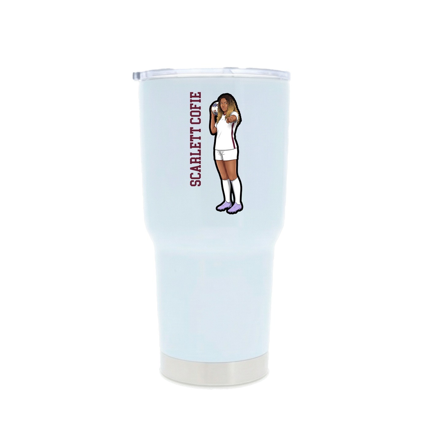 30oz Stainless Steel Tumbler — Name Vertical in White