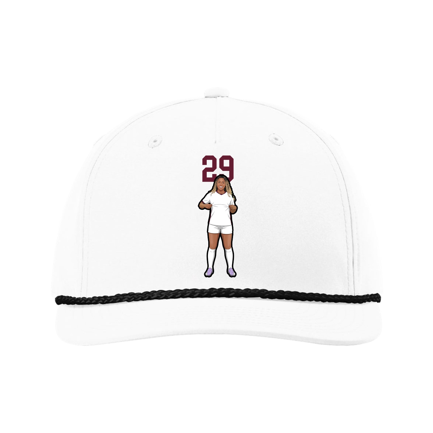 Five-Panel Classic Rope Cap — Number Top in White