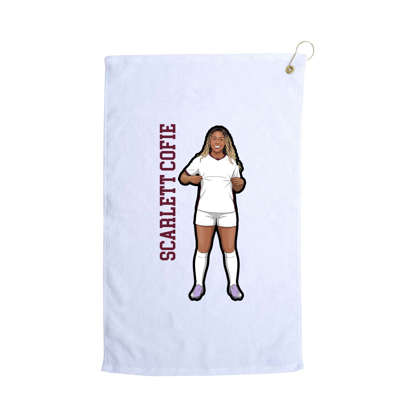 Golf Towel — Name Vertical in White