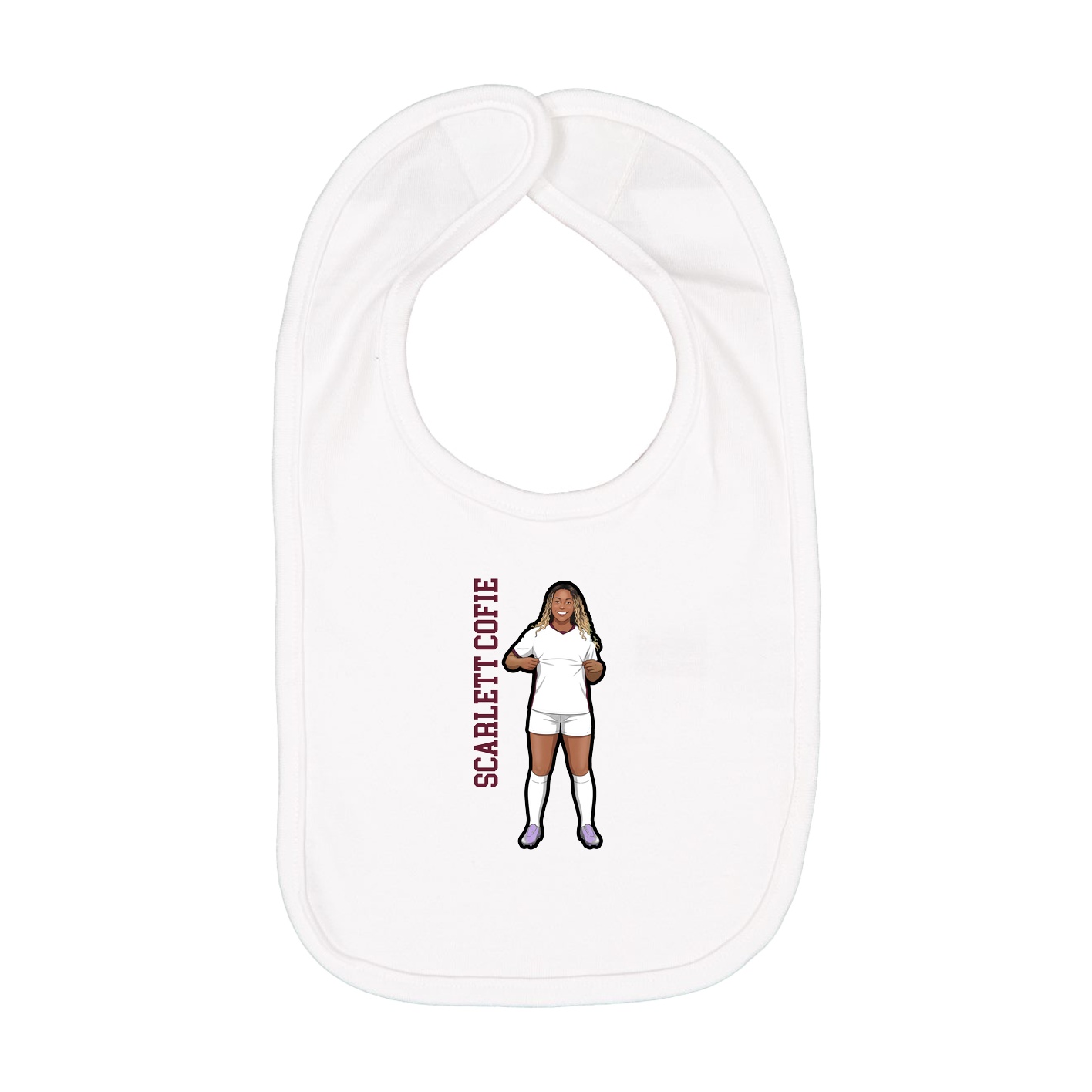 Infant Bib — Name Vertical in White