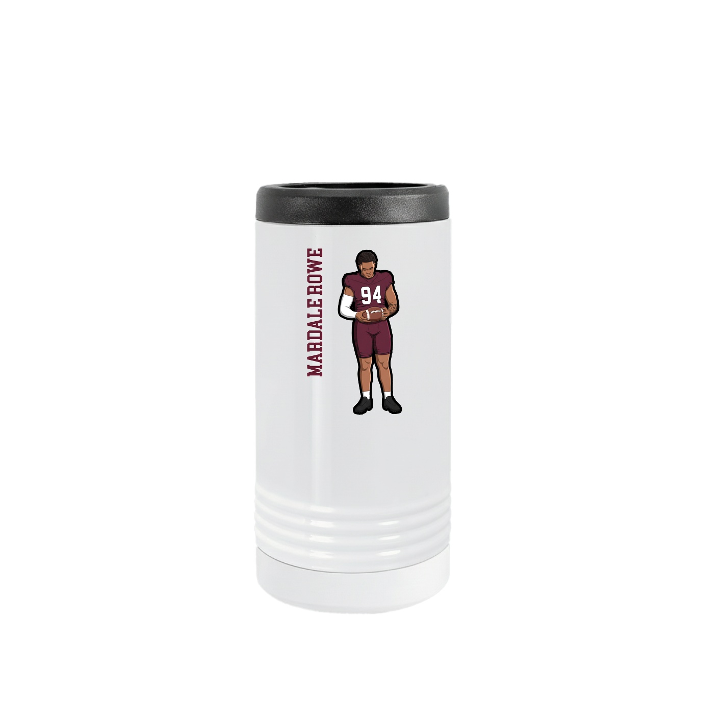 Slim Beverage Holder — Name Vertical in White