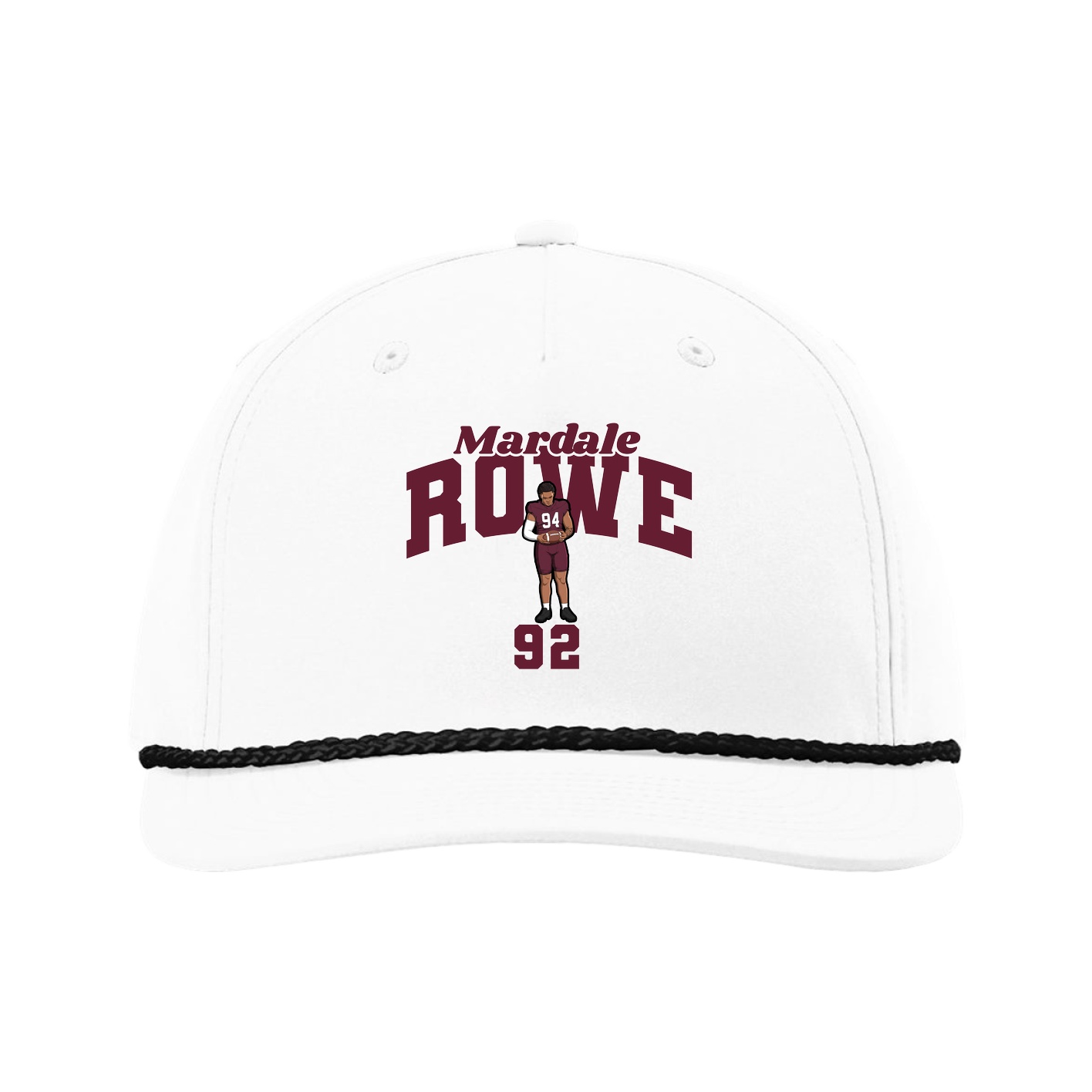 Five-Panel Classic Rope Cap — Signature Arch in White