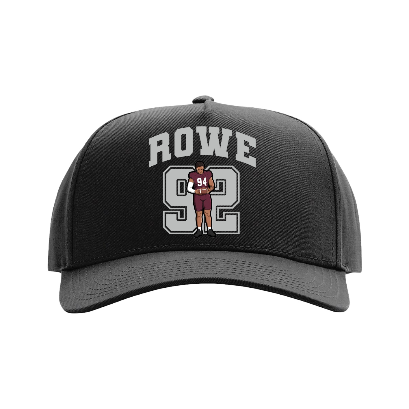 Full Fabric Five-Panel Champ Cap — Number in Black