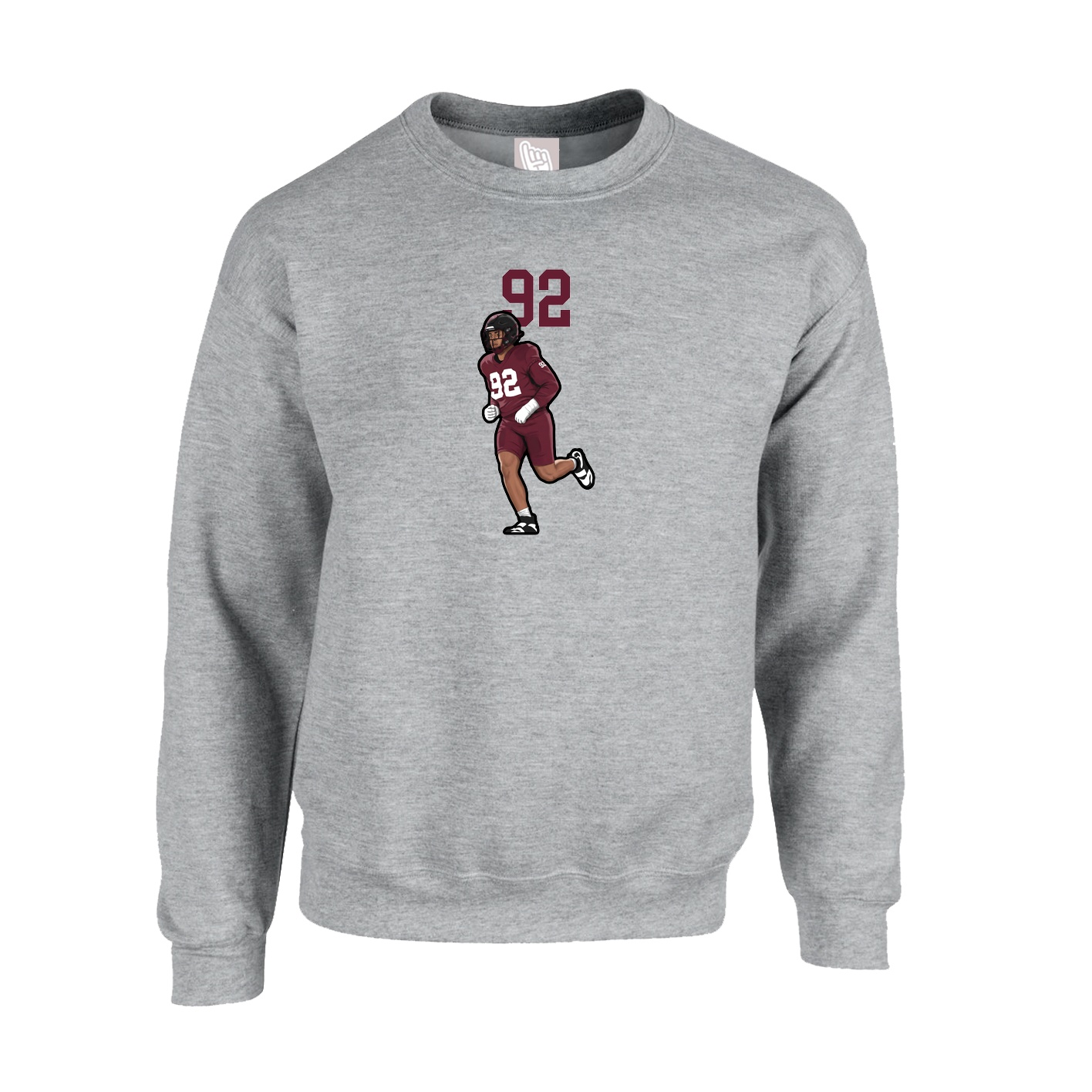 Fleece Crew — Number Top in Grey