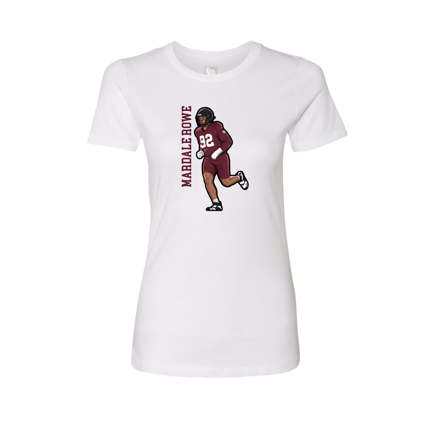Womens Tee — Name Vertical in White