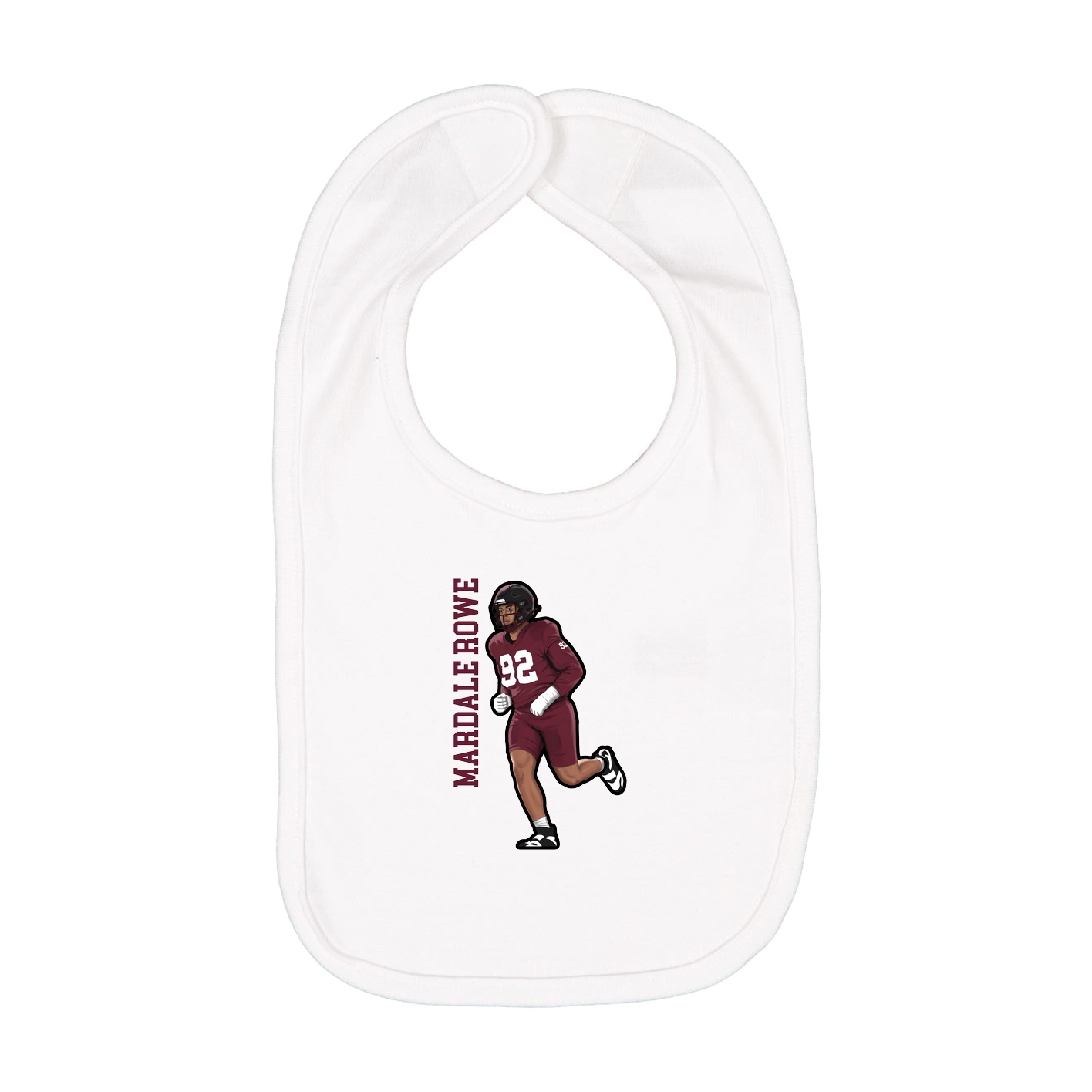 Infant Bib — Name Vertical in White