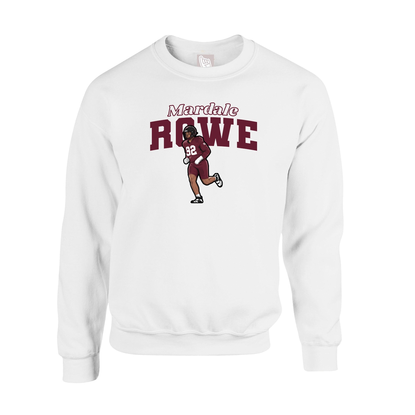 Fleece Crew — Name Arch in White