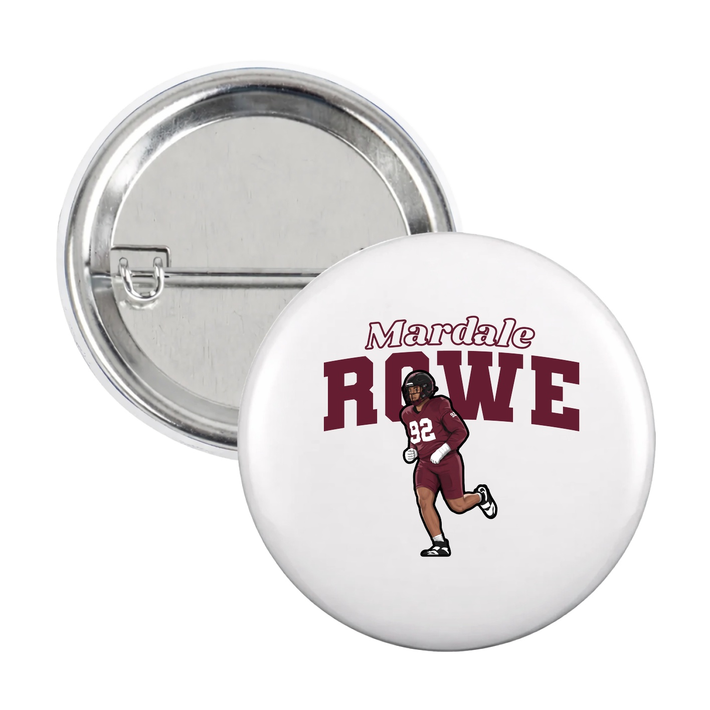 Game Day Button — Name Arch in White