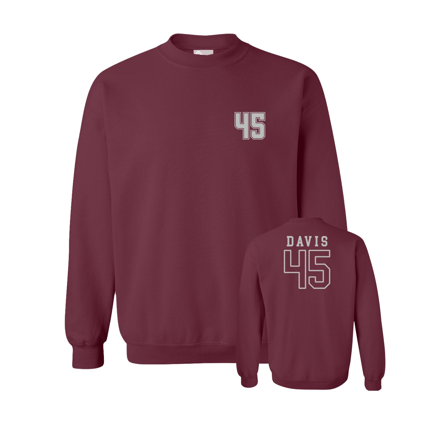 Fleece Crew — Chest Back in Maroon
