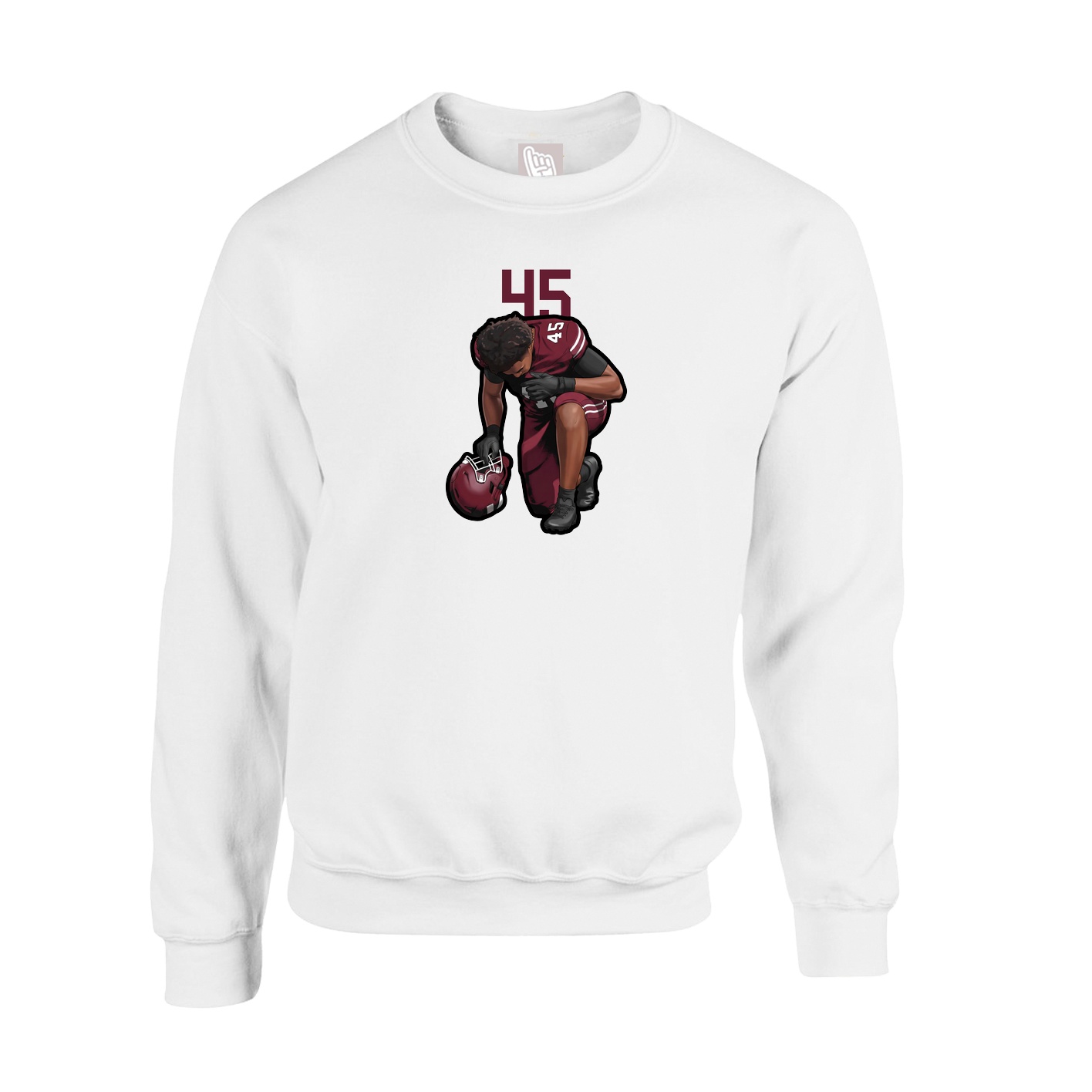 Fleece Crew — Number Top in White