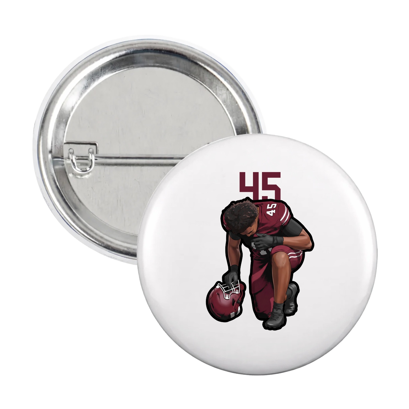 Game Day Button — Number Top in White