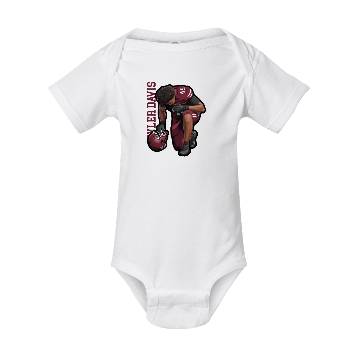 Baby Onesie — Name Vertical in White