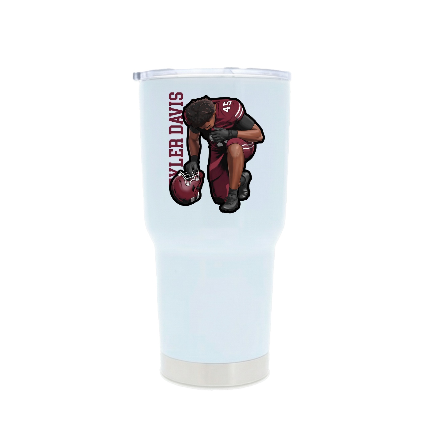 30oz Stainless Steel Tumbler — Name Vertical in White